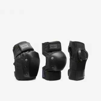 Decathlon Set 3 protectii negre de skateboard pentru adulti  pad500, L