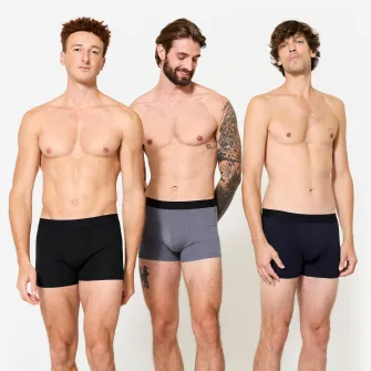 Decathlon Set 3x Boxeri bumbac Fitness Negru/Gri/Albastru Barbati, 3XL