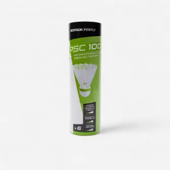Decathlon Set 6 fluturasi din plastic Badminton PSC 100 Medium Alb, Marime unica