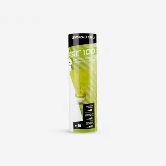 Decathlon Set 6 Fluturasi din plastic Badminton PSC 100 Medium Galben, Marime unica