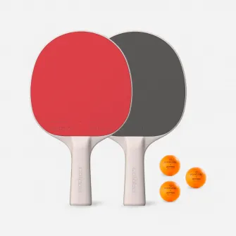 Decathlon Set de 2 palete rezistente + 3 mingi de tenis de masa - set ppr 100, DREPT