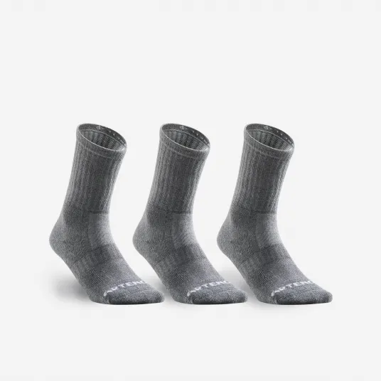 Decathlon SET DE 3 PERECHI DE SOSETE LUNGI DE TENIS RS 500 GRI, 39/42