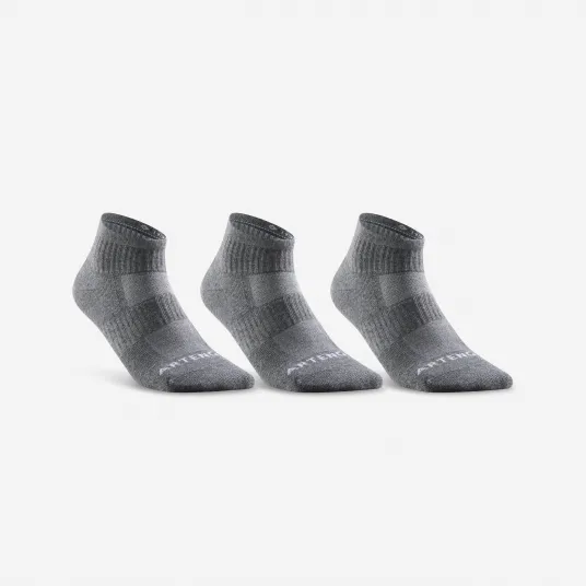 Decathlon SET DE 3 PERECHI DE SOSETE MEDII DE TENIS RS 500 GRI, 43/46
