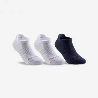 Decathlon SET DE 3 PERECHI DE SOSETE SCURTE  RS 500 NEGRU-NEGRU-GRI COPII, 31/34