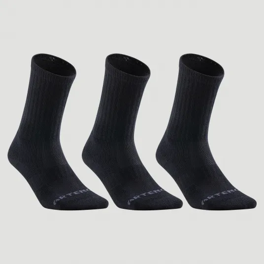 Decathlon SET DE 3 SOSETE LUNGI DE TENIS RS 500 NEGRU, 39/42