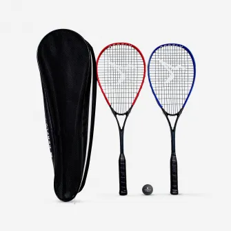 Decathlon Set Rachete Squash WALLBREAKER 165 (2 rachete, 1 minge cu punct rosu), Marime unica