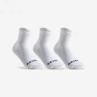 Decathlon Set Sosete Lungi Tenis RS100 x 3 Alb Copii, 35/38