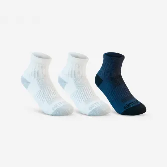 Decathlon Set Sosete Mid Tenis RS500 x 3 Alb-Bleumarin Copii, 27/30