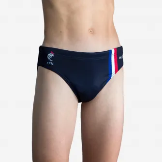 Decathlon Slip water polo Imprimeu France Bleumarin Baieti, 12-13 Ani