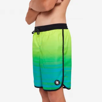 Decathlon Sort de baie Boardshort 500 Offshore Verde si albastru, 12-13 Ani