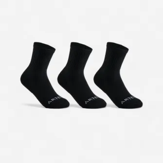 Decathlon Sosete de tenis, copii, inalte, pachet de 3 - rs100 negru, 31/34
