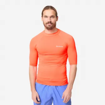 Decathlon Tricou anti-UV 100 Portocaliu fluorescent Barbati, XS