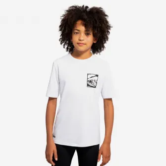 Decathlon Tricou Anti-UV Surf 100 Negru/ Alb Copii, 8-9 Ani