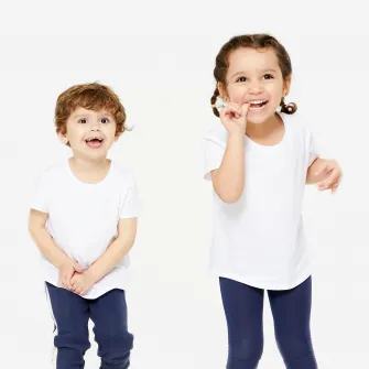 Decathlon Tricou bumbac Educatie fizica Essentiel Alb Copii, 4-5 Ani