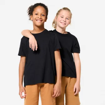 Decathlon Tricou bumbac sport Negru Copii, 5-6 Ani