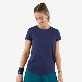 Decathlon Tricou cu guler rotund Tenis Dry Essentiel 100 Bleumarin Dama, 42