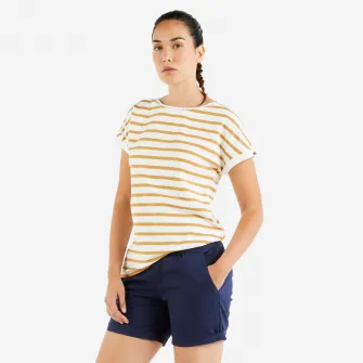 Decathlon Tricou Navigatie Sailing 100 Alb-Ocru Dama, 2XL