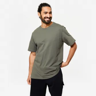 Decathlon Tricou Regular 500 Fitness Essentials Kaki Barbati, L