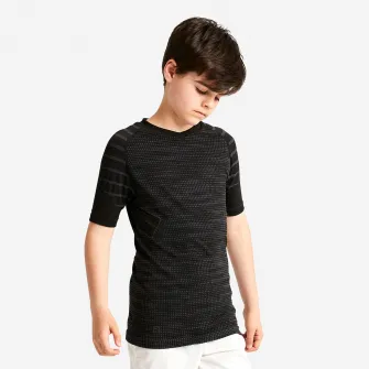 Decathlon Tricou termic Fotbal Keepdry 500 Negru Copii, 10-11 Ani