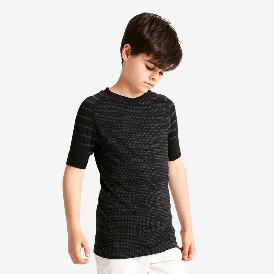 Decathlon Tricou termic Fotbal Keepdry 500 Negru Copii, 7-8 Ani
