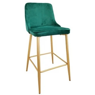 Scaun de bar Deco Clasic Green/Golden Legs