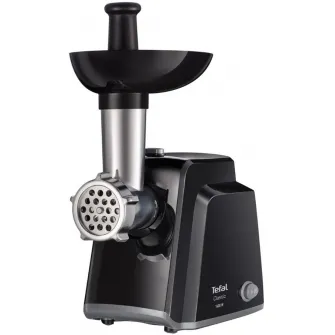 Masina de tocat carne Tefal Classic NE105838, 1400 W, 1.7 kg/min, Functie Reverse, 2 Site de tocat, Cutit cu functie de maruntire, Accesoriu pentru carnati, Negru