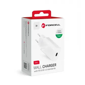 Incarcator retea Forcell, Quick Charge 4.0, 25W, USB-C, PD, White