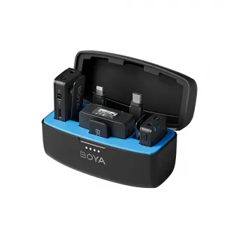 Boya 3-in-1 Wireless Microphone with Onboard Recording (BOYAMIC), 3 Audio Adapter, Lavaier Included, Black