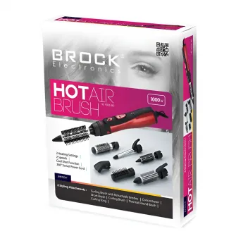 BROCK Hot Air Brush set with 6 tips HS 9006 RD, 1000W, Red