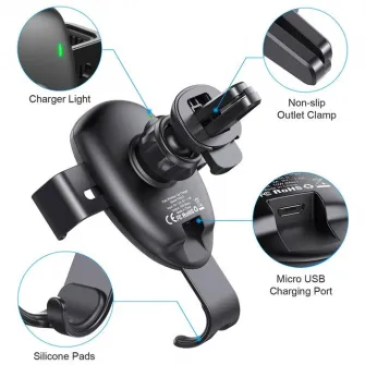 Suport auto Wesdar Wireless Airvent Car Holder QC2.0 Silver (WX3SL)