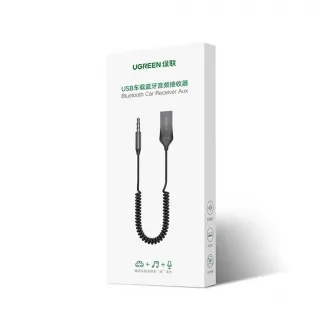 UGREEN Adapter Audio Receiver Car Bluetooth V5.0 USB-A and 3.5mm CM309, Black
