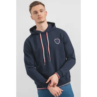 19V69 ITALIA, Hanorac din amestec de bumbac cu detalii contrastante, Bleumarin, XL