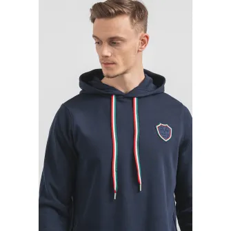 19V69 ITALIA, Hanorac din amestec de bumbac cu detalii contrastante, Bleumarin, XL