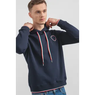 19V69 ITALIA, Hanorac din amestec de bumbac cu detalii contrastante, Bleumarin, XL