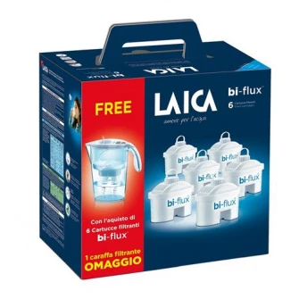 6 cartuse Laica Biflux + Cana de filtrare apa Laica Stream White, Alb