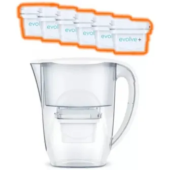 6 filtre de apa Evolve + Cana filtranta Aqua Optima Oria, 2.8 L, alb