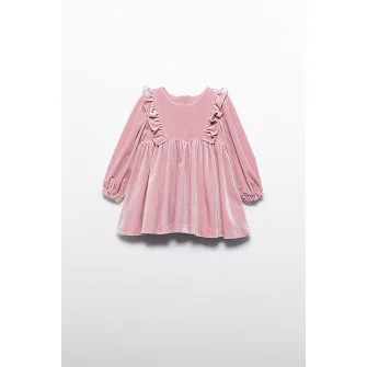 Abel & Lula, Rochie evazata cu aspect de catifea, Roz prafuit, 75 CM