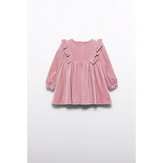 Abel & Lula, Rochie evazata cu aspect de catifea, Roz prafuit, 75 CM