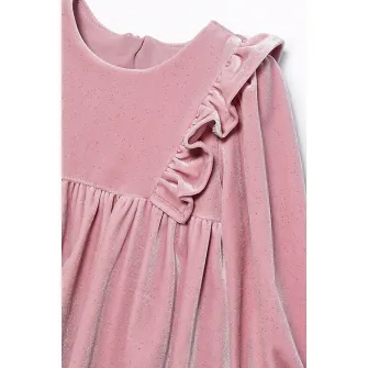 Abel & Lula, Rochie evazata cu aspect de catifea, Roz prafuit, 75 CM