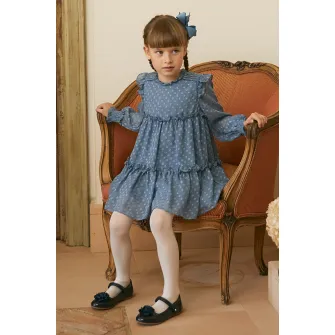 Abel & Lula, Rochie evazata cu volane, Albastru lavanda, 140 CM