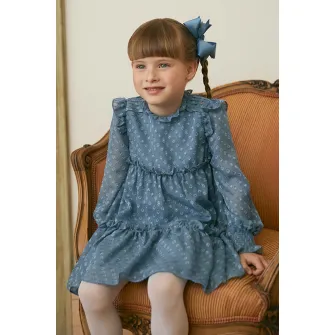 Abel & Lula, Rochie evazata cu volane, Albastru lavanda, 140 CM