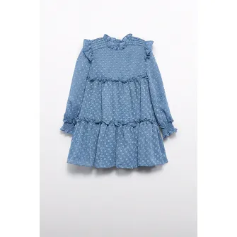 Abel & Lula, Rochie evazata cu volane, Albastru lavanda, 140 CM