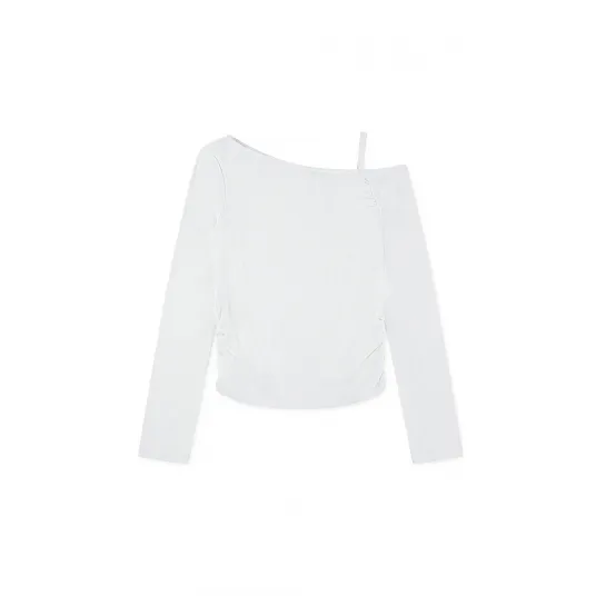 Abercrombie & Fitch, Bluza striata cu insertie elastica laterala, Alb, 134-140 CM