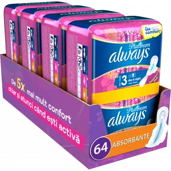 Absorbante Always Platinum Day  Night, 64 buc