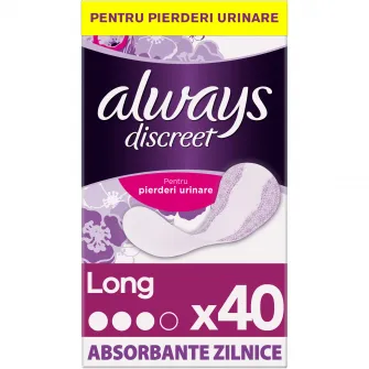Absorbante zilnice pentru incontinenta urinara Always Discreet Liners Long 40 buc