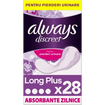 Absorbante zilnice pentru incontinenta urinara Always Discreet Liners Long Plus 28 buc