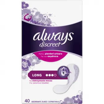 Absorbante zilnice pentru incontinenta urinara Always Discreet Liners Long 40 buc