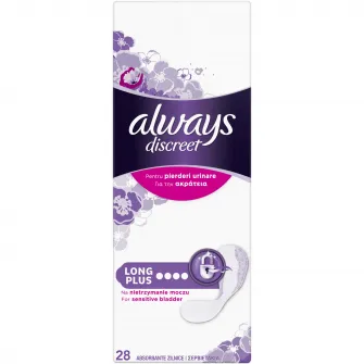 Absorbante zilnice pentru incontinenta urinara Always Discreet Liners Long Plus 28 buc