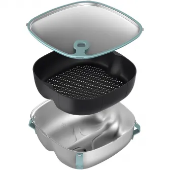 Accesoriu pentru Airfryer Philips HD9960/00, Set 2-in-1 gatit cu aburi si prajire rapida, compatibil cu gama Airfryer Seria 7000 HD9880, HD9275, HD9276