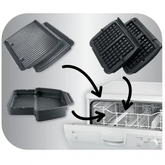 Accesoriu pentru gofre Tefal compatibil cu OptiGrill+ si OptiGrill Elite XA724810, placi antiaderente, compatibile cu masina de spalat vase, Negru
